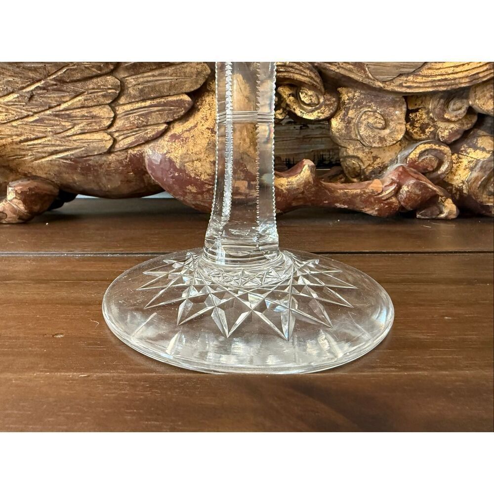 Elegant antique American Brilliant Period–style cut crystal compote heavy - Picture 4 of 9